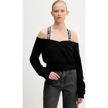 Dámský svetr Svetr z vlněné směsi Karl Lagerfeld Jeans A3W18009 černá 99X, vel. L