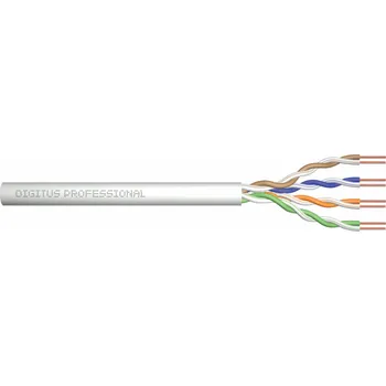 Síťový kabel DIGITUS kábel Cat5e U/UTP, drôt, 100MHz Eca (PVC), AWG 24/1, 305m box, šedý