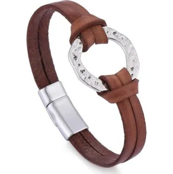 Náramek Pánský kožený náramek H578 hnědá