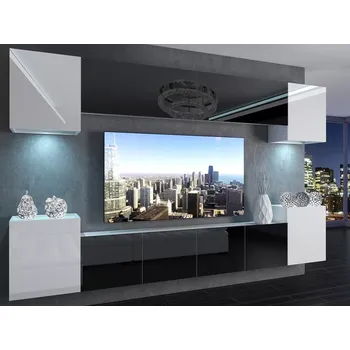 Obývací stěna Obývací stěna 300 cm Belini černý lesk / bílý lesk Imperium 4 IMP 4/5/W/WBWB/0/0