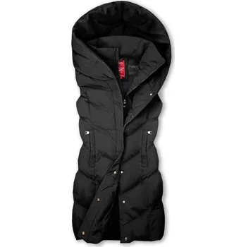 Dámská vesta Černá zimní vesta s kapucí