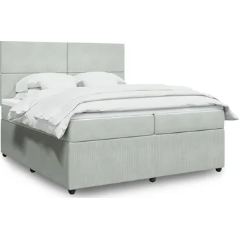 Postel vidaXL Box spring postel s matrací 200x200 cm samet [3292429] Barva: světle šedá