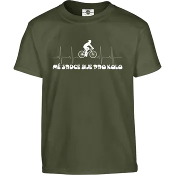 Pánské oblečení Tričko Mé srdce bije pro kolo Druh: Dětské, Barva: Khaki, Velikost: 158-XL