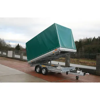 MARO Kralovice Třístranný sklápěcí přívěs TIPPER 2 B2 3500 kg 3300x1760x2150 mm, elektrická pumpa a Celní plachta 1800 mm