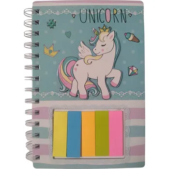 Blok wiky Notes spirála UNICORN - JEDNOROŽEC 12,1x18,5 cm, 60 listů se samolepítky Barva: Zelená