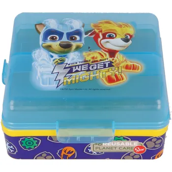 Svačinový box Storline Svačinový box TLAPKOVÁ PATROLA čtvercový modrý 3 přihrádky