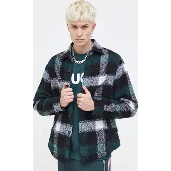 Pánská větrovka Košilová bunda s příměsí vlny HUGO 50502103 vícebarevná MLA, vel. S