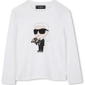 Dětské bavlněné tričko s dlouhým rukávem Karl Lagerfeld bílá barva, s potiskem, Z30953 Z30953.162.174 00X, vel. 162