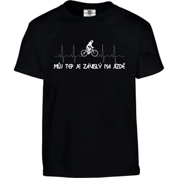 Pánské tričko Tričko Můj tep je závislý na jízdě Druh: Dětské, Barva: Černá, Velikost: 122-S