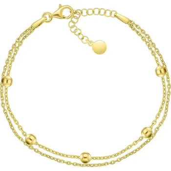 Náramek Brilio Silver Dvojitý pozlacený náramek s kuličkami BRC107Y + 2 měsíce na vrácení zboží