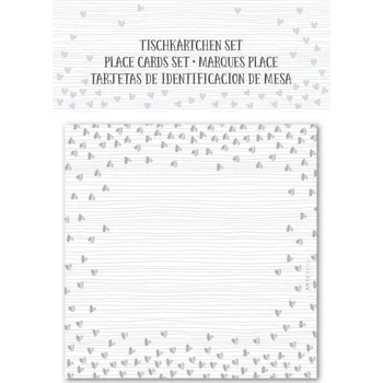 Artebene kartičky na jména set 10 ks stříbrná srdíčka