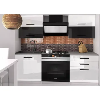 Kuchyňská linka Kuchyňská linka Belini 120 cm bílý lesk / černý lesk s pracovní deskou Eleganta2 INF ELEGANTA2/2/WT/WBW/0/B1