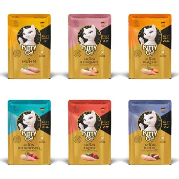 Krmivo pro kočku 24ks-24x85g Kitty Cat Filet in Paté kuřecí variace (6 druhů) vlhké krmivo pro kočky