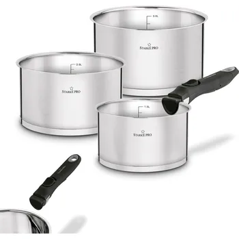 Sada nádobí Sada hrnců jednoduchých s odnímatelnou rukojetí Starke Pro Susvid 4 kusy