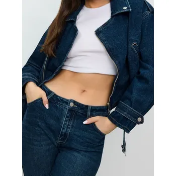 Dámský kabát Sinsay - Oversize kožená bunda typu ramoneska - námořnická modrá - 785FI-59J - 785FI-59J-XXL