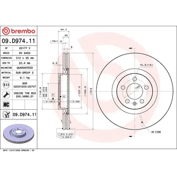 Brzdový kotouč Brzdový kotouč BREMBO 09.D974.11