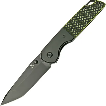 kapesní nůž Kansept Warrior Černý TiCn potah a stonewashed Tanto čepel D2 Černý eloxovaný hliníkový bolster + B