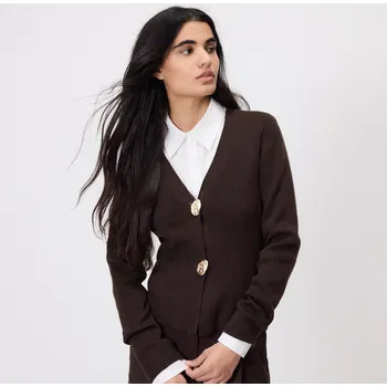 Dámský svetr Reserved - Kardigan s ozdobnými knoflíky - hnědá - 468GP-88X - 468GP-88X-S