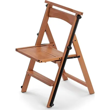 Žebřík ARREDAMENTI ITALIA ELETTA 4 stupně - skládací domácí žebřík z masivního bukového dřeva, hnědý