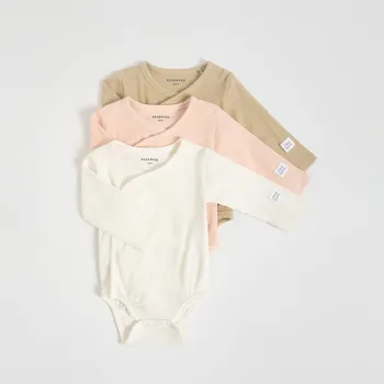 Kojenecké oblečení Reserved - Sada 3 body z žebrovaného úpletu - béžová - 765GK-08X - 765GK-08X-74