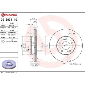 Brzdový kotouč Brzdový kotouč BREMBO 09.5931.10