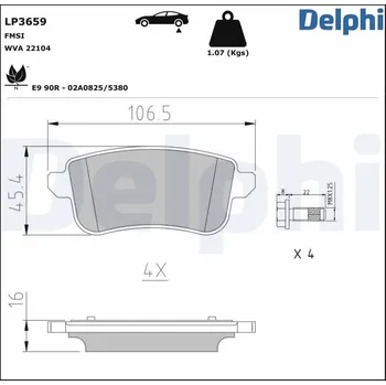 Brzdová destička Sada brzdových destiček, kotoučová brzda DELPHI LP3659