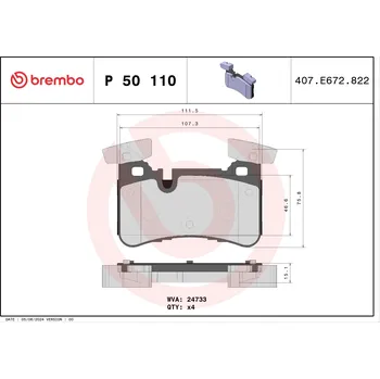 Brzdová destička Sada brzdových destiček, kotoučová brzda BREMBO P 50 110