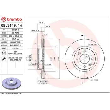 Brzdový kotouč Brzdový kotouč BREMBO 09.3149.14