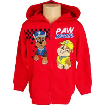Chlapecká mikina Eplusm Chlapecká mikina TLAPKOVÁ PATROLA CHASE A RUBBLE na zip s kapucou červená Barva: Červená, Velikost: 98