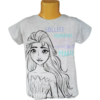 Eplusm Dívčí tričko FROZEN ELSA krátký rukáv šedé Barva: Šedá, Velikost: 110