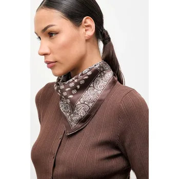 Šátek Hedvábný šátek Answear.LAB dámský, hnědá barva 54x54 89X, vel. ONE SIZE