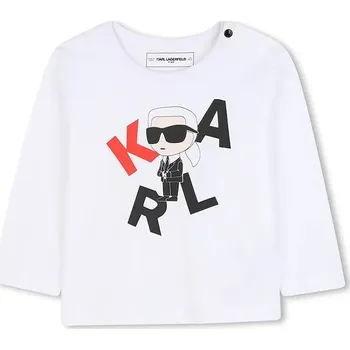 Dětské bavlněné tričko s dlouhým rukávem Karl Lagerfeld bílá barva, s potiskem, Z30969 00X, vel. 86