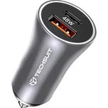 Techsuit nabíječka do auta (C3), USB + USB-C, šedá