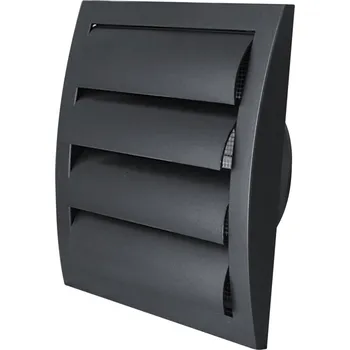 Větrací mřížka Europlast (Lotyšsko) Hranatá mřížka se žaluzií Barva: Antracitová, Průměr [mm]: Ø 100 / 148x153 Ø 100 / Ø 125 / Ø 150