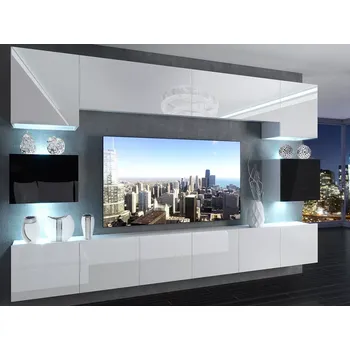 Obývací stěna Obývací stěna 300 cm Belini bílý lesk / černý lesk Imperium 3 IMP 3/5/W/WBW/0/0