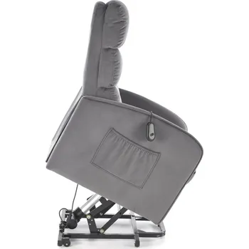 Křeslo TV křeslo RAMONI s elektrickým polohováním a výklopem — samet, šedá