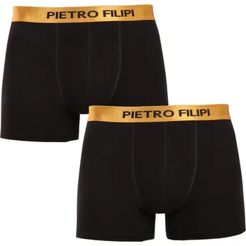Boxerky 2PACK pánské boxerky Pietro Filipi černé Metalic gold (2PBMS1) L