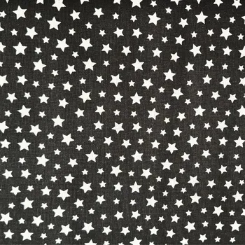 Rumitex Bavlněná látka, cena za 1 metr, šíře 160 cm, BÍLÉ HVĚZDIČKY NA ČERNÉM