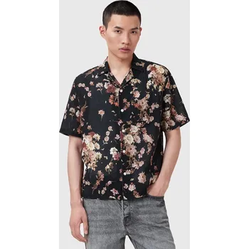 Pánská košile Košile s příměsí lnu AllSaints ARMADA černá barva, regular, M002SD 99X, vel. XXL