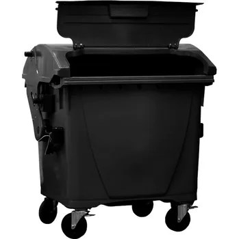 Odpadkový koš HTI Plastový kontejner 1100 l víko ve víku, černý