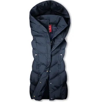 Pánská vesta Tmavě modrá zimní vesta s kapucí