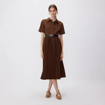 Dámské šaty Reserved - Šaty s plisovanou sukní - zlatavá hnědá - XV462-82X - XV462-82X-XXL