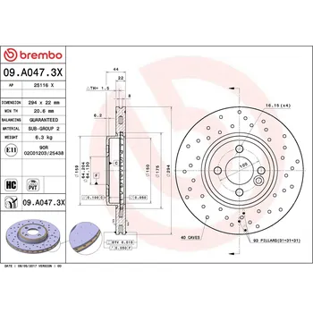 Brzdový kotouč Brzdový kotouč BREMBO 09.A047.3X