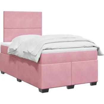 Postel vidaXL Box spring postel s matrací 120x190 cm samet [3290854] Barva: Růžová