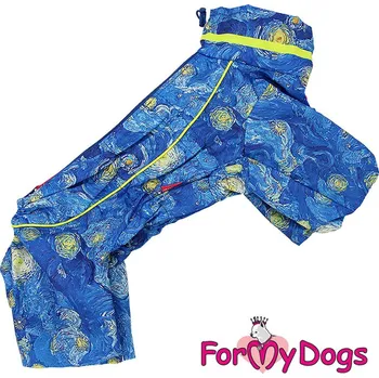 Obleček pro psa FOR MY DOGS pláštěnka BLUE WAVES, modrá Velikost: 10/XS