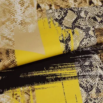 Bavlna 22791 hnědý vzor hadí kůže se žlutou, š.145