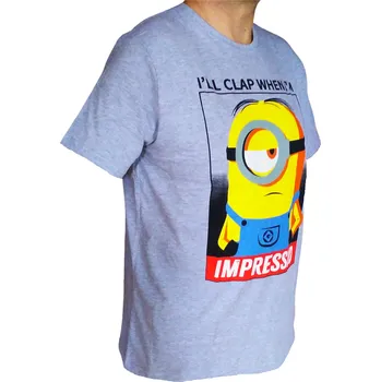 Pánské tričko Eplusm Pánské tričko MIMONI krátký rukáv šedé Barva: Šedá, Velikost: S