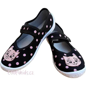 Dívčí bačkory RAWEKS dívčí bačkory D47 kočička černé velikost: 28