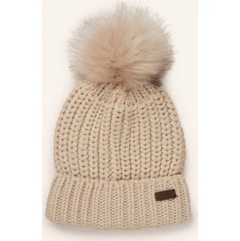 Čepice Barbour Dámská Čepice S Umělou Kožešinou, krémová, one size