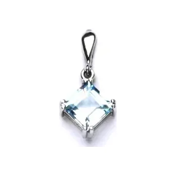 Přívěsek Zlatý přívěsek , bílé i žluté zlato , přírodní topaz sky - P 1259/22 (topaz 8x8 mm )